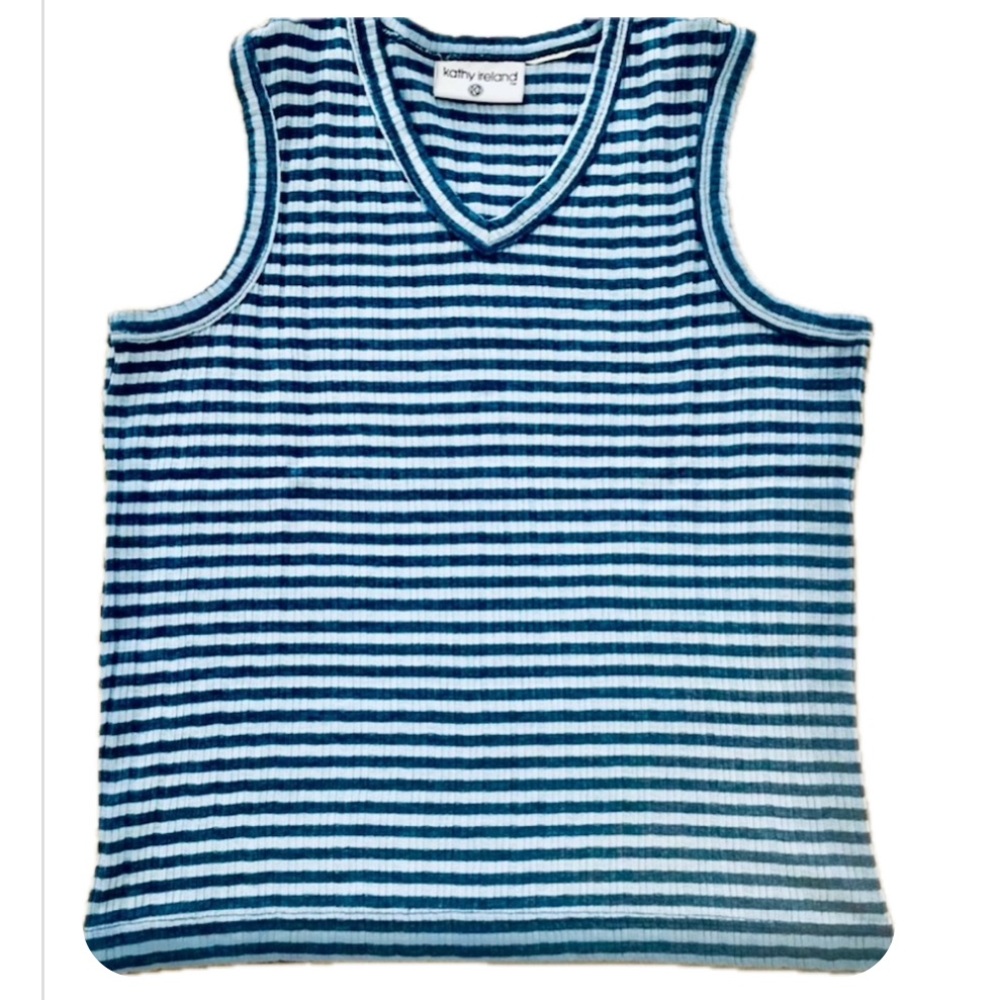 Kathy Ireland Blue Striped Tank Top